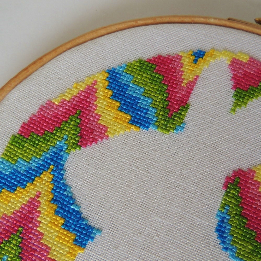 Modern cross stitch pattern. Bargello design. Alice in Wonderland