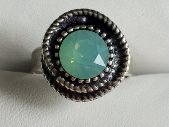 Pacific Opal Crystal Ring, Pacific Opal Crystal Rope Ring, Swarovski Pacific Opal Ring