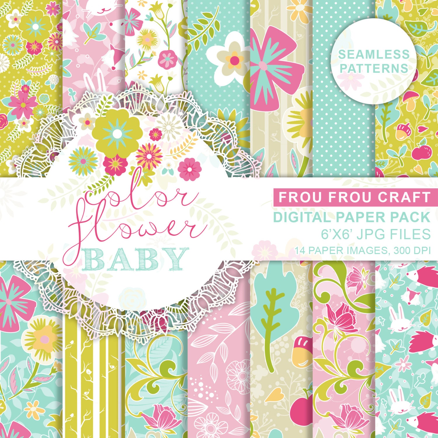 Baby Blue Digital Scrapbook Paper Cute Printable Nursery