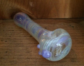 Color Changing Glass Pipe With Purple Paint Splatter Pattern