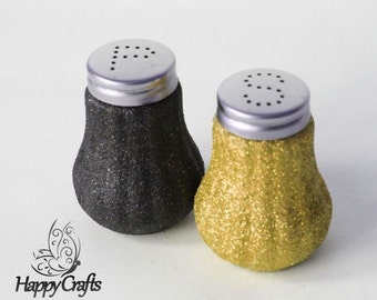 Glitter Salt & Pepper Shakers Set Gold and Black