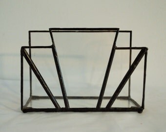 Art deco style letter rack, new home gift, office storage, glass letter storage, 1930s style, letter holder, desk accessory, teacher gift