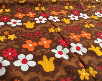 70s fabric 50 x 100: flowers Brown curtain fabric cupboard 3
