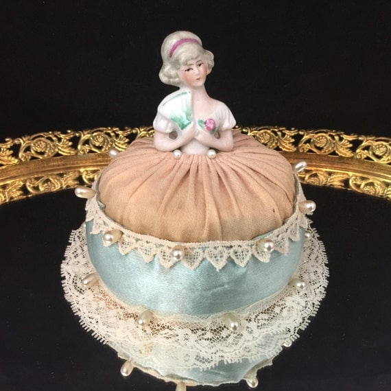 German Half Doll Antique Doll Porcelain Doll Pincushion Doll Porcelain Figurine Porcelain Half Doll Art Deco Doll Bisque Doll Flapper Doll