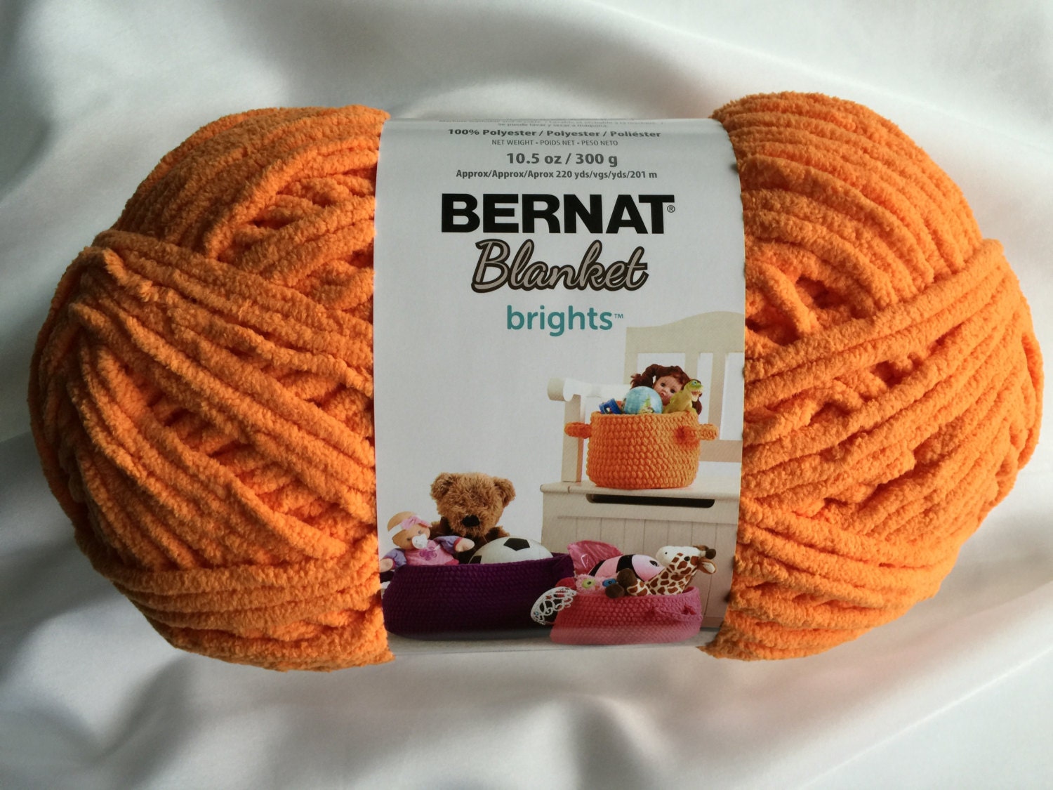 Bernat Blanket Brights CARROT ORANGE 12002 Yarn Big 10.5 oz