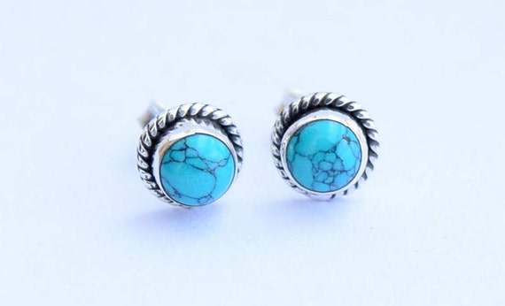 Turquoise Stud Stone Stud Studs Earrings Studs by silverplace99