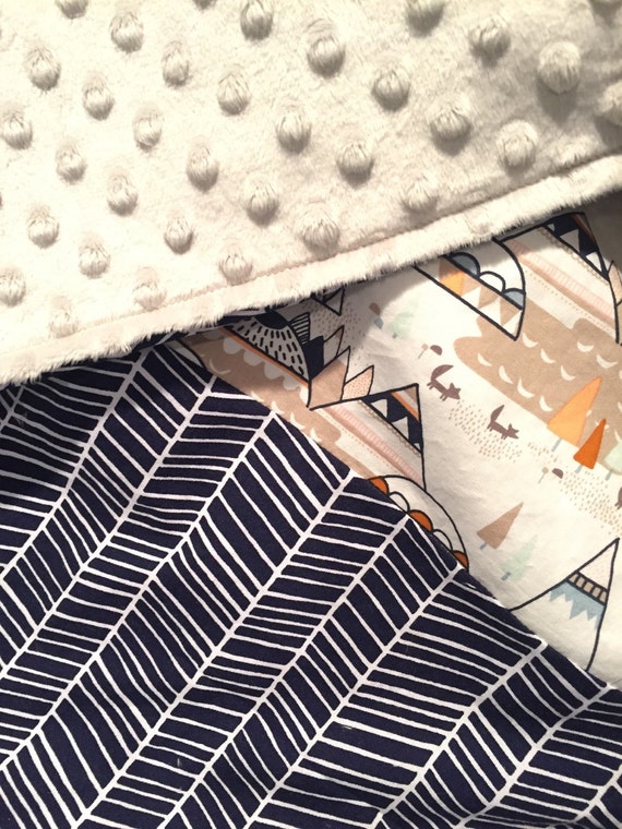 Items similar to Tribal Baby Blanket, Teepee, Chevron, Minky blanket