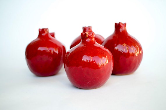 Handmade ceramic pomegranate  holder, wedding favor, wedding gift, wedding guest gift, ceramic pomegranate, red pomegranate, for gift