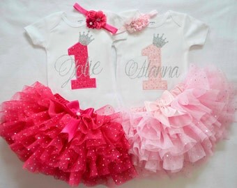 Twin 1st Birthday Outfits Twin Girl First Birthday Outfits