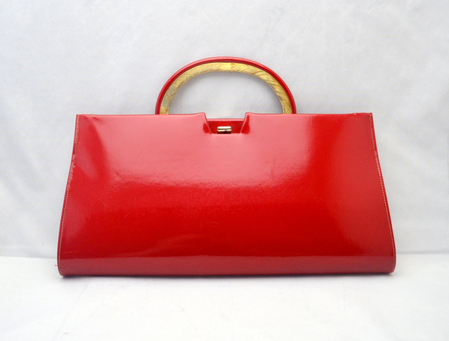 red and gold handbag