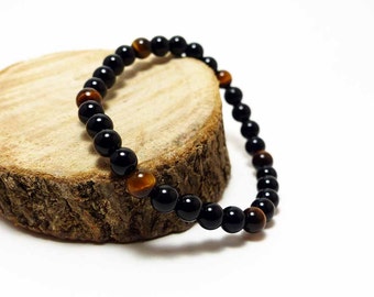 Black Onyx and Yellow Tiger's Eye Stretch Bracelet