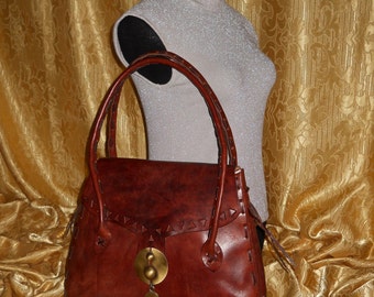 Genuine Italian leather bag / totally handmade Made in 70's