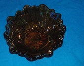 VINTAGE Amber Flower 1970s Carnival Glass