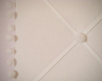 Memo Board with Pompons made with creme organic cotton (crème de la crème), 20 x 30 inches / 51 x 76 cm