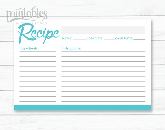 recipe card template for word four per page