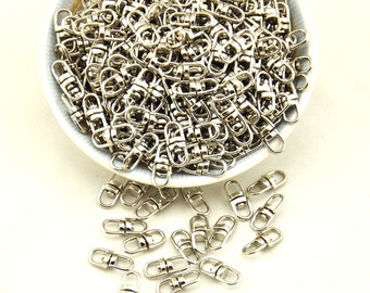 16mm x 7mm Swivel Key Ring Connectors - Key Chain Supplies - Key Chain Parts - White K/Gold plated