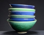 Blue & Green Bowl Set, Hand Thrown Porcelain Pottery, Eclectic, Cereal Bowl, Soup Bowl, Salad Bowl, Ceramic, Serving Bowl | Caldwell Pottery Blue & Green Bowl Set, Hand Thrown Porcelain Pottery, Eclectic, Cereal Bowl, Soup Bowl, Salad Bowl, Ceramic, Serving Bowl | Caldwell Pottery