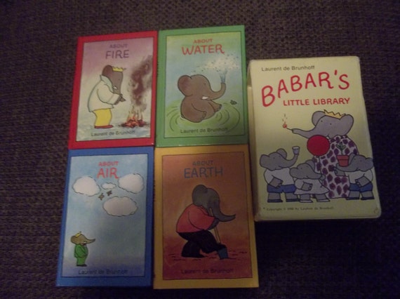 Babar's Little Library 4 Books About Fire Water Air Earth Vintage 1980 Random House