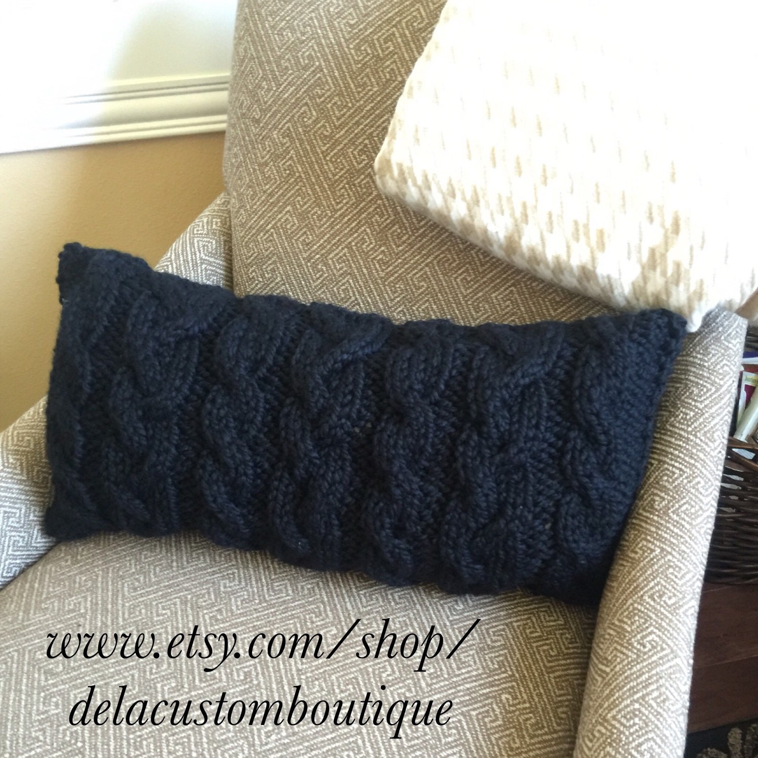 Chunky Cable Knit Pillow Cover Lumbar