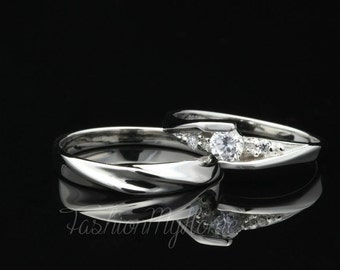 Free Engraving Couples Rings 5mm Diamond Ring For Woman Set Sterling Silver Ring Interweave Ring Wedding Ring Set His And Her Promise rings