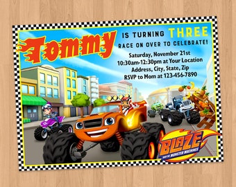 Blaze and the Monster Machines Birthday Party Invitation