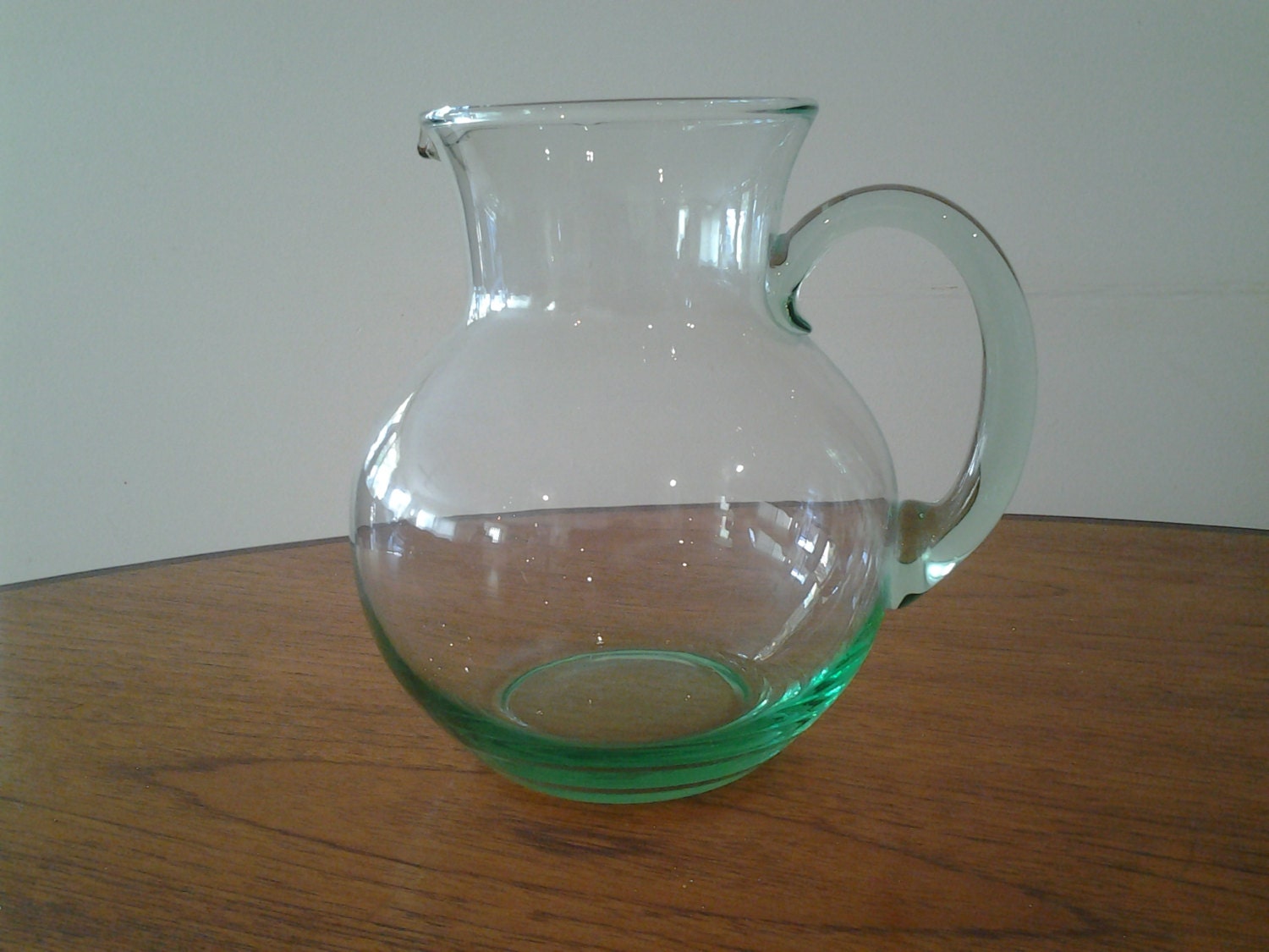 Vintage green glass jug, water jug flower vase jug, pitcher, drinkware