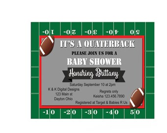 Baby Shower Football Invitation, Digital Invitations, Baby Shower Party, DIY Printable Invitations, Baby Shower Invitations, 5x7