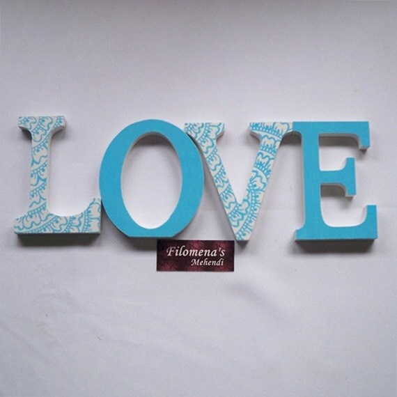 LOVE - Henna Wooden Hand Painted Letters