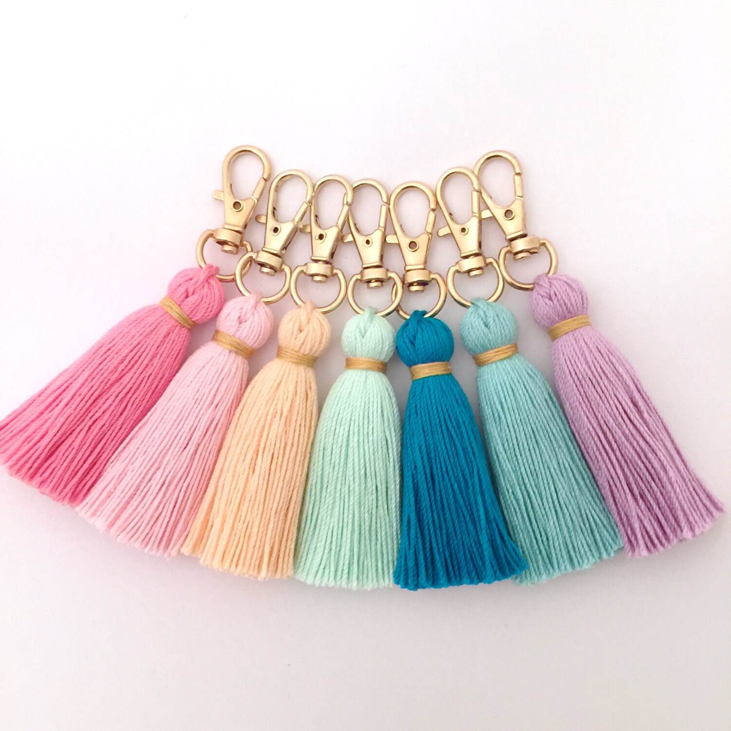 Tiny Tassel Gold Keychain W/ Trim