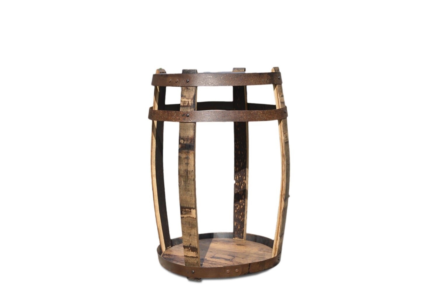 Barrel Checkerboard Table Reclaimed Barrel. Handcrafted with