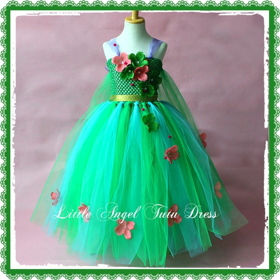 Disney Inspied Frozen Fever Elsa Green Tutu Dress, Fully Lined Bodice, Green Garden Dress , Girls Princess Tutu Dress + FULLY LINED TOP