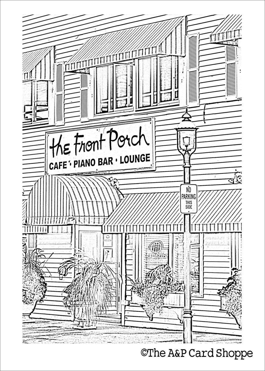 Coloring Card 9 // The Front Porch // Ogunquit Maine