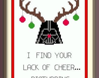 Holiday Spirit Darth Vader Star Wars Cross Stitch Pattern Instant Download Christmas Buy 2 Patterns and Get 1 FREE!!