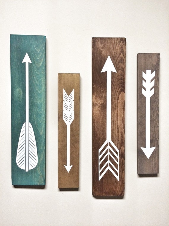 Rustikale weià holz pfeile 4 stück set von cherrytreegallery