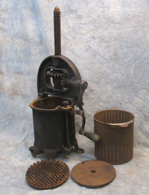 Enterprise 4 Quart Lard Press Cast Iron Sausage Stuffer Fruit