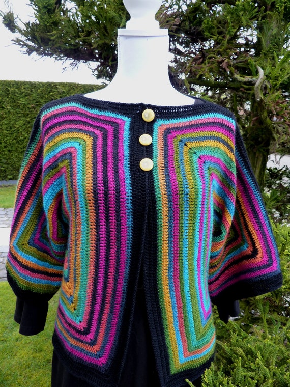 Hexagone au crochet gilet pull en crochet multicolore gilet