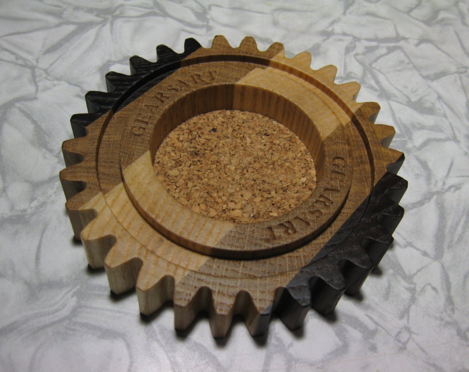 wooden gear tray for keys industrial deco ashtray wood gears