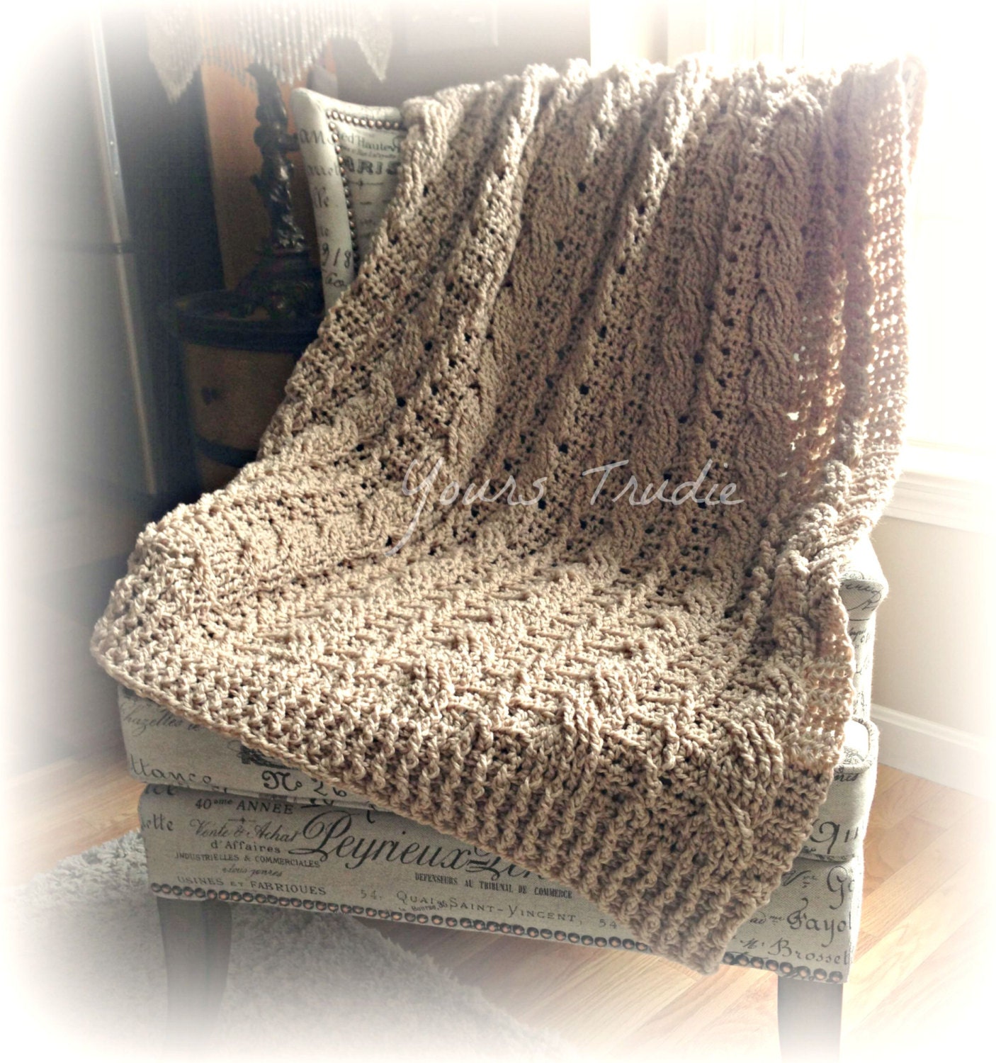 Autumn Fall Afghan Crochet Cable Knit Chunky by YoursTrudie