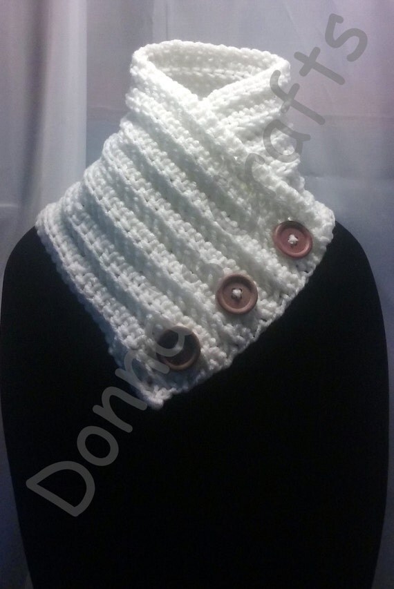 Items similar to White Button Cowl, White Button Collar, White Cowl