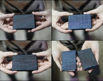 Vegan Wallet, Denim Mens Wallet, Minimalist Wallet, Womens Wallet, Washed Denim, Slim Wallet - RFID Blocking - Perfect Birthday Present