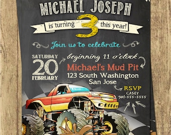 Monster Truck Birthday Invitations