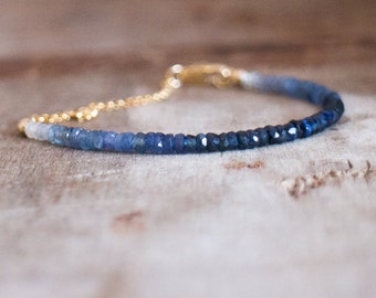 Ombre Sapphire Bracelet in Silver Or Gold, Genuine Sapphire Jewellery, September Birthstone, Sapphire Jewelry