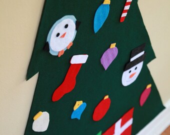 Felt Christmas Tree - Felt Wall Tree - Kid's Christmas Tree - Christmas Tree - Toddler Christmas - Gift - Felt Toy - Felt Ornaments