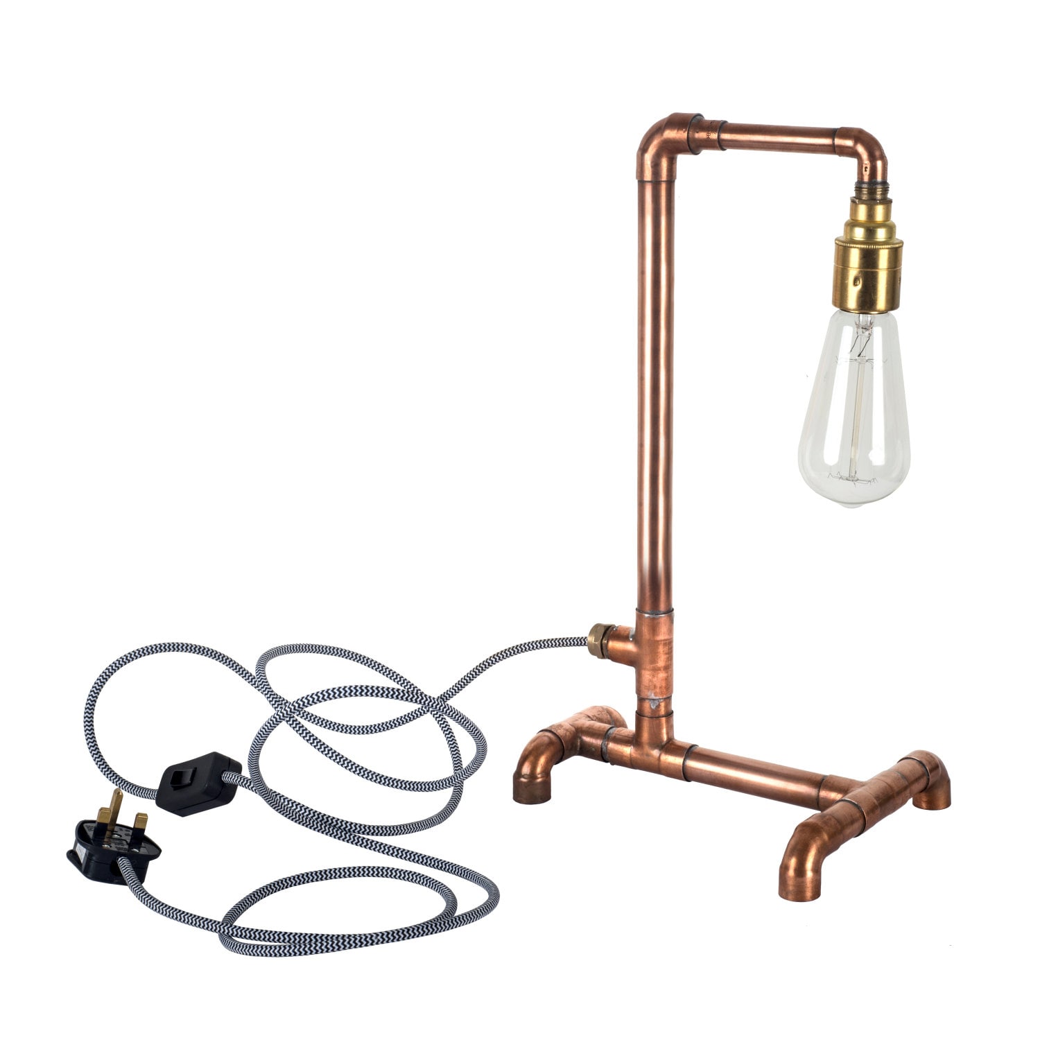 Copper Pipe Industrial Light Rustic Table Lamp E27 by HomeCrush