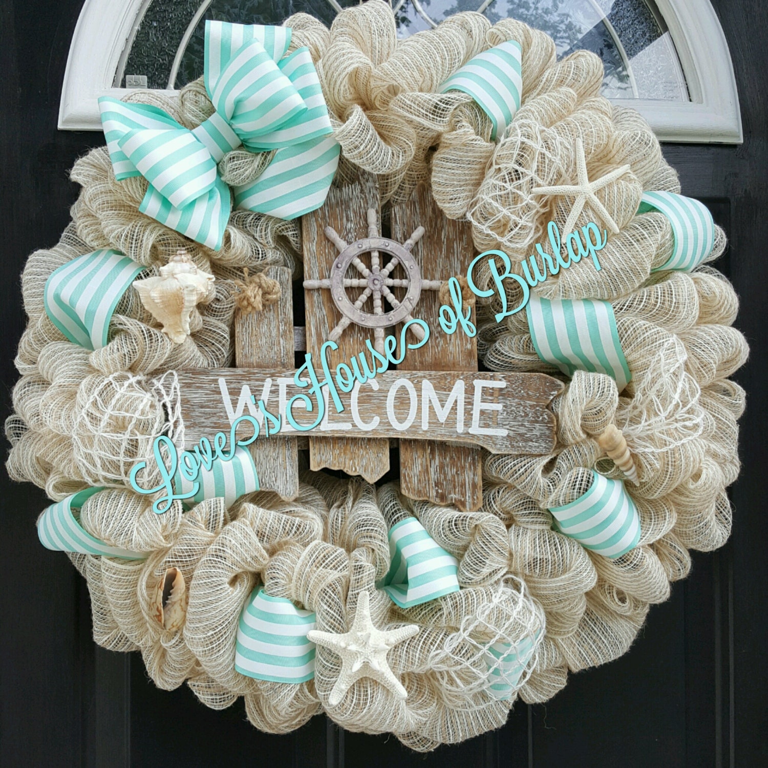 Beach wreath Nautical wreath Seashell wreath