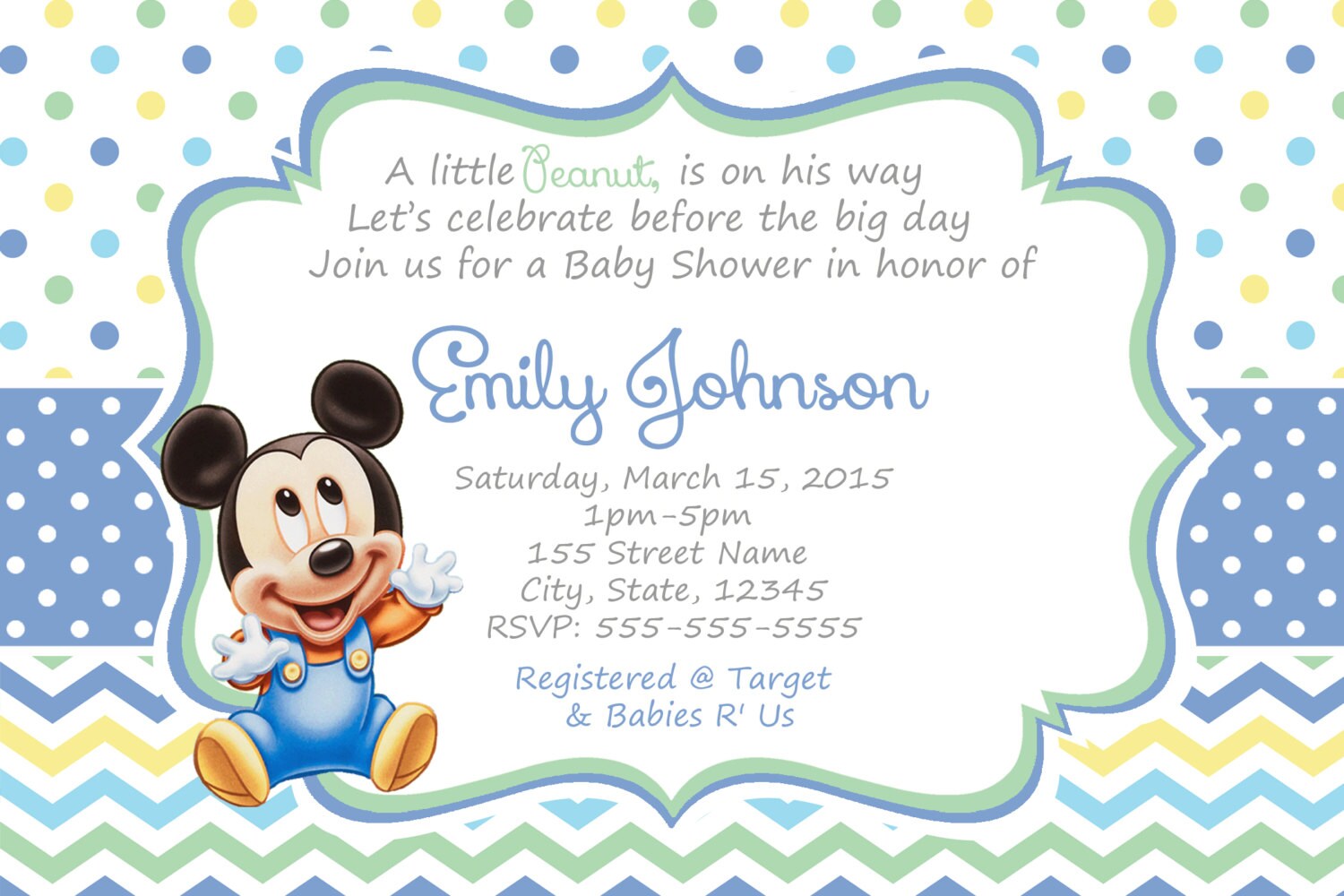 Mickey Mouse Baby Shower Invitations / Baby Mickey shower