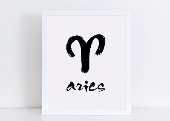 Calligraphy Aries Zodiac Poster Modern Astrology Print