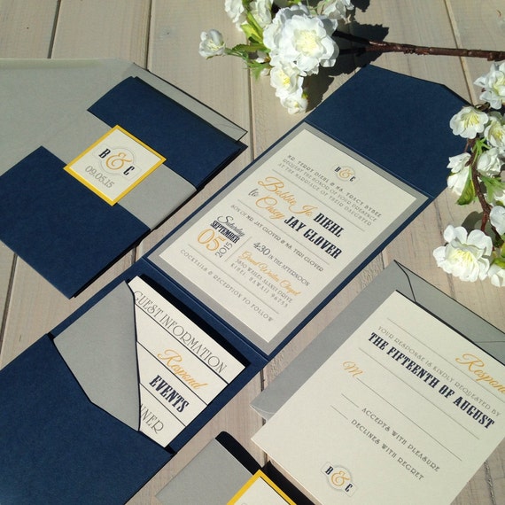 Navy And Grey Wedding Invitations 8