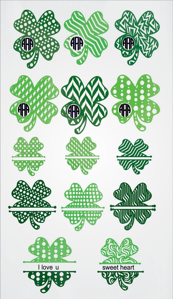 Download 14-leaf clover shamrock monogram frame SVG and by Dxfstore ...