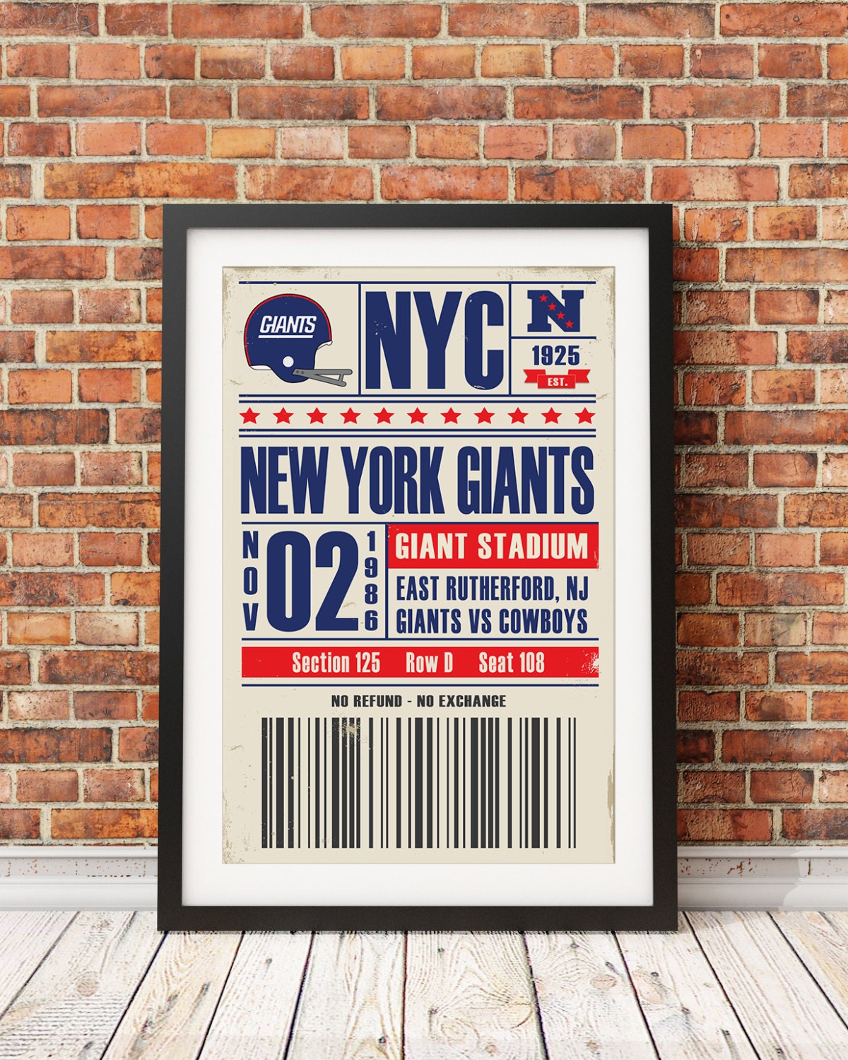 New York Giants Retro Ticket Print